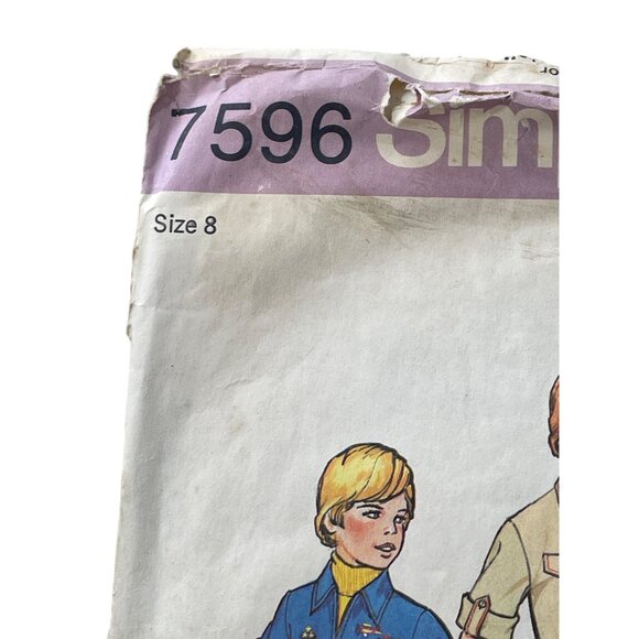 70s Simplicity 7596 Boys Jumpsuit Sewing Pattern Size 8 Vintage 1976 Retro CUT - Picture 2 of 7
